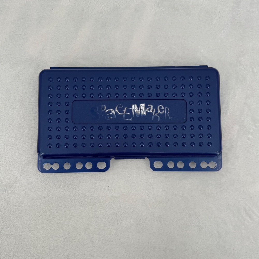 Vintage Y2K SpaceMaker Pencil Pocket Navy Blue Hard Plastic Case 3-Ring Binder